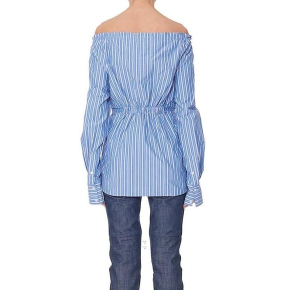 TIBI Garcon Off-the-shoulder Striped Cotton Top - Picture 3 of 4